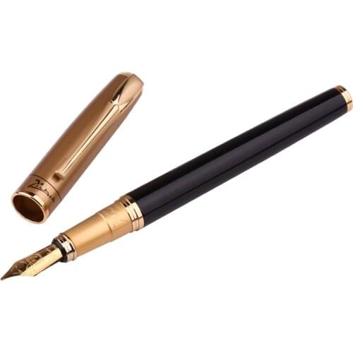 Pimio 906 Athens Dynasty Luxury Gold and Black 0.5mm Iridium Nib Metal Fountain Pen with Original Gift Box Free Shipping Pens