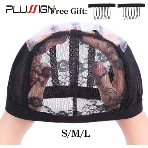 Plussign Wholesale Wig Making Kit Set 5Pcs Breathable Wig Cap For Making Wigs With 10Pcs Wig Clips Comb Glueless Quality Hairnet