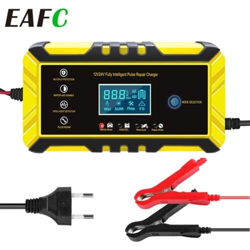 12/24V 8A Fully Automatic Car Battery Charger Pulse Repair LCD Battery Charger for Car Motorcycle Lead Acid Battery Agm Gel Wet