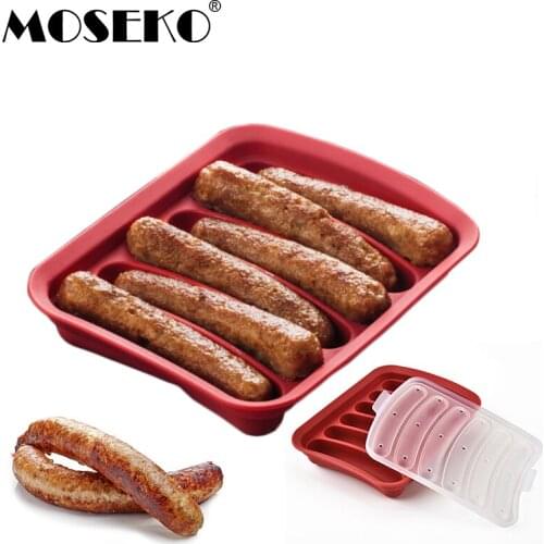 MOSEKO 6 Cavity Silicone Ham Hot Dog Burger Make Mould DIY Sausage Making Mould Baby Food Supplement Baking Kitchen Tools