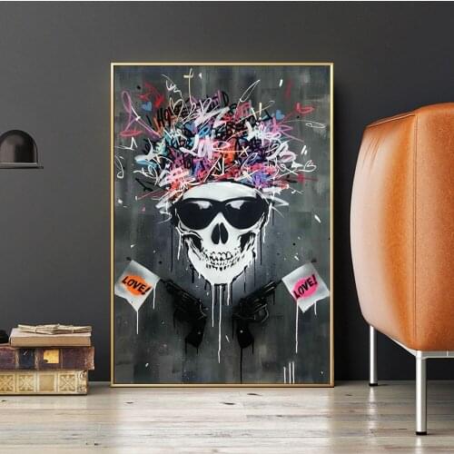Modern Trendy Skull with Sunglasses Canvas Painting Wall Art Nordic Posters and Prints Wall Pictures for Living Room Decoration