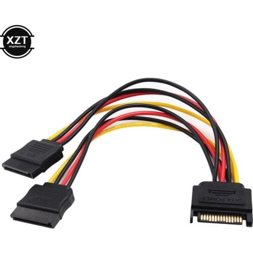 15Pin SATA Male to 2 Female 15Pin Power supply HDD Splitter Adapter High Quality Connector Power Cable for PC Computer