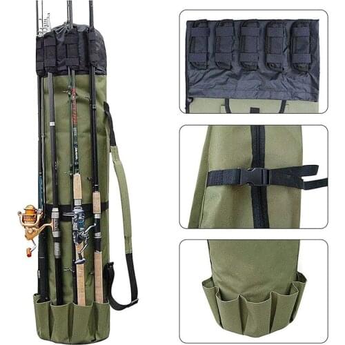 Fishing Rod Storage Bag Oxford Cloth Multifunctional Layer Large Capacity layer black/green