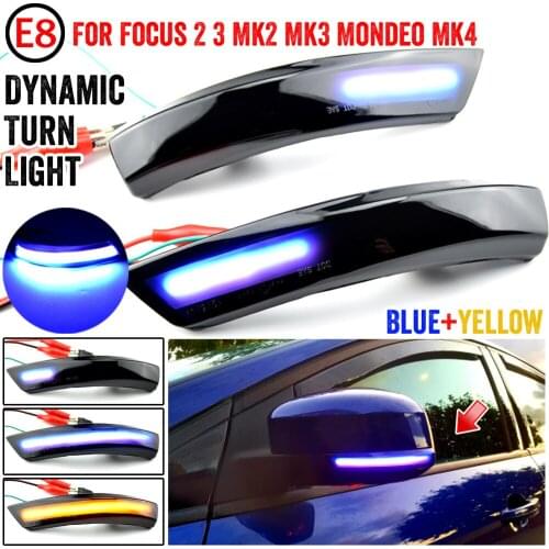2pcs Flowing Turn Signal Light LED Side Wing Rearview Mirror Dynamic Indicator Blinker for Ford Focus 2 3 Mk2 Mk3 EU Mondeo Mk4