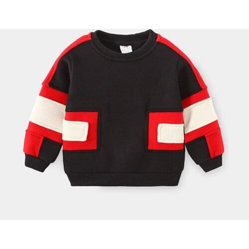 2020 Sweatshirts Baby Boys Plus Velvet Hoodies Toddler Kids Sweatshirts Childrens O Neck Long Sleeves Hoodies Clothes DR38