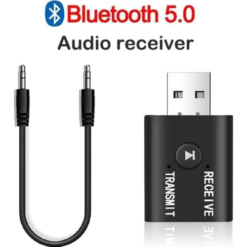 USB Bluetooth 5.0 Transmitter Receiver 2 in 1 Adapter Dongle 3.5mm Jack AUX for TV PC Headset Home Stereo Car HIFI Audio Adapter