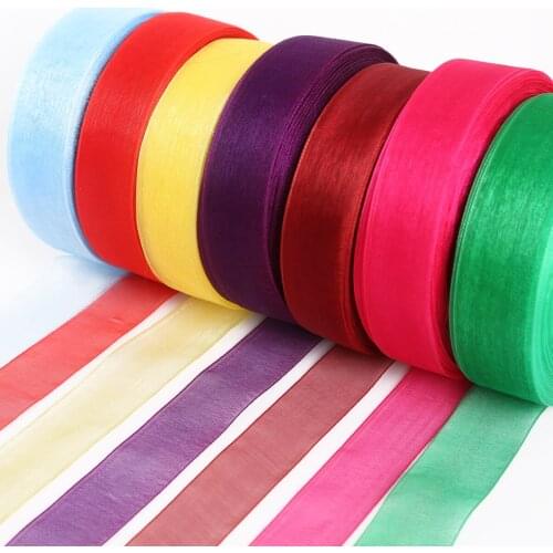 High Quality Color Chiffon Organza Ribbon 25MM 50yards Wedding Party Home Decoration Gift Wrapping For DIY Handmade