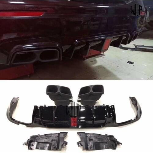 W213 High Quality ABS material Rear Diffuser With LED Lights And Tail Pipes For Mercedes Benz W213 Car Body Kit 16-19