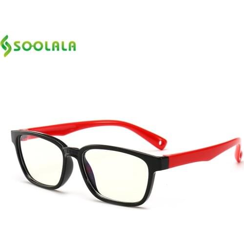 SOOLALA UV400 Kids Anti Blue Light Glasses Silicone Boys Girls Computer Eyeglasses Blue Light Blocking Glass Optical Frame