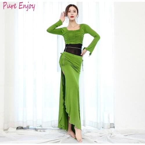 Women Autumn and winter new modal long sleeve belly dance set Oriental dance dance costume group competition dance set/suit