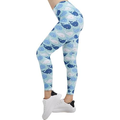Women Legging happy whales Printing Leggins Slim High Elasticity Legins Fitness Leggings Female Pants