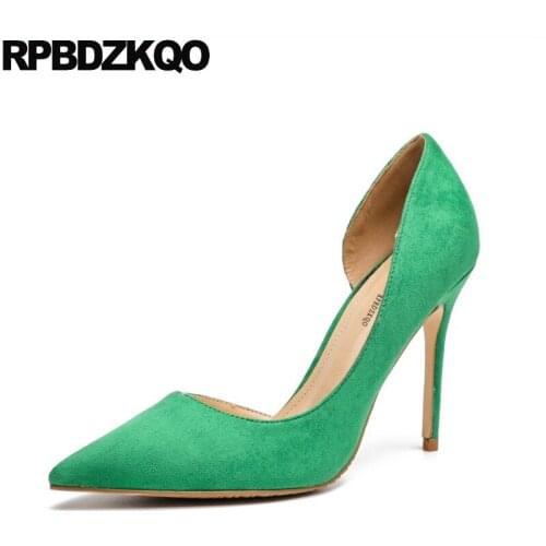 Suede High Heels Thin 13 45 Pointed Toe Super Ultra Bridal Extreme Customized Women 12 44 Green Peach Pumps 4 Inch Wedding Shoes
