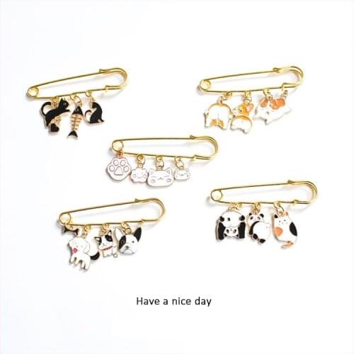 Animal Lapel Pins Creative Shiba Inu Brooches Women Hat Pin Men 's Jackets Backpack Corgi Badge Enamel Metal Brooches Wholesale