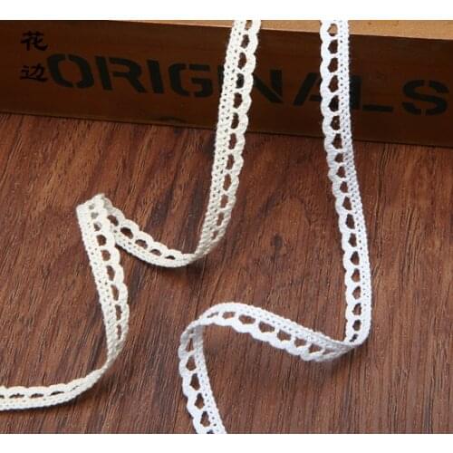 10 Meters 7mm Lace 100% Cotton Lace Trimming Wedding Crocheted Cotton Lace Trim Ribbon DIY Sewing Materials Free Shipment