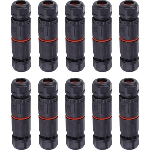 10PCS IP68 Waterproof Electrical Wire Cable 3Pin Connector Outdoor Plug Socket Connector Tool Portable Connector Straight