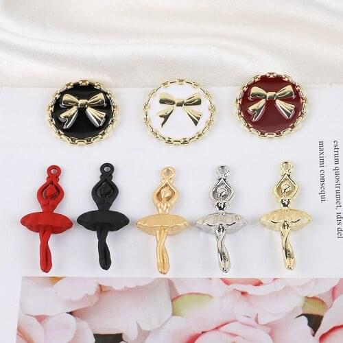 10pcs Ballet Women Girl Earrings Fashion Ballerina Women Earrings Femme pendant bow knot round diy jewelry necklace accessories