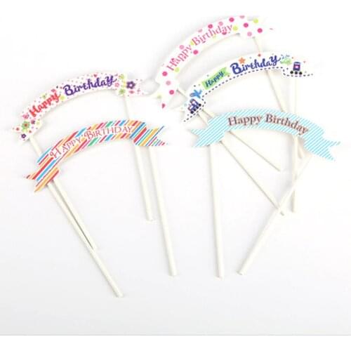 5pcs/set Cupcake Toppers Cake Flag Birthday Party Decorations Kids Cake Topper Happy Birthday Cupcake Toppers Party Supplies