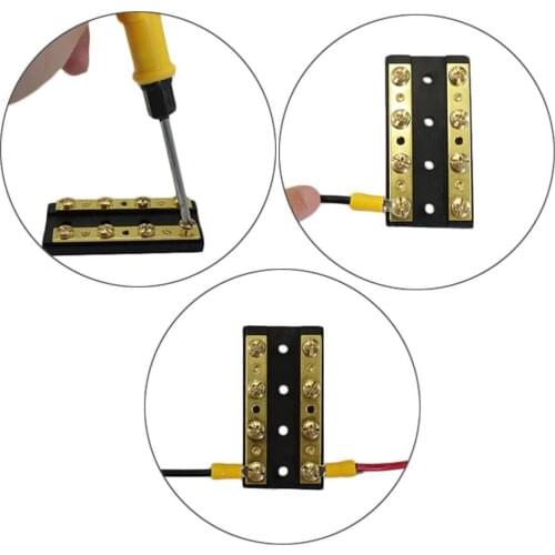 60A DC 32V Brass 4 Gang Duel Terminal Strip Block Bus Bars with Screws for Marine Boat Yacht Motorcycle