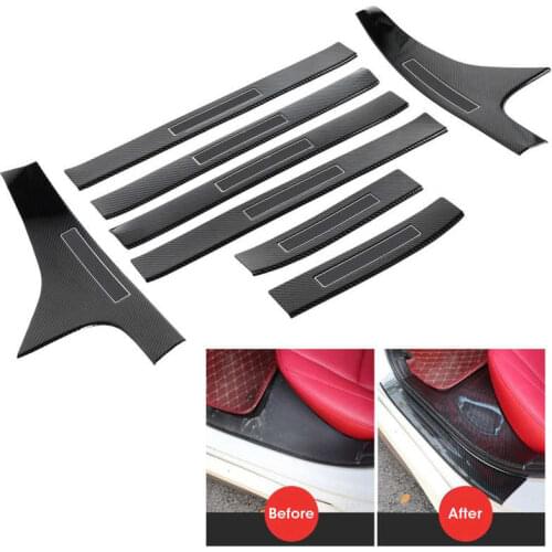 8Pcs/Set Door Sill Plate Carbon Fiber Type Threshold Scuff Protecor Guard Cover Fit for Honda Accord 2018 2019 2020 Car style