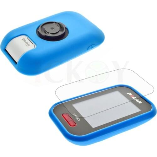 Outdoor Bycicle Road/Mountain Bike Accessories Rubber Sky Blue Case + Screen Protector Shield Film for Cycling GPS Polar V650