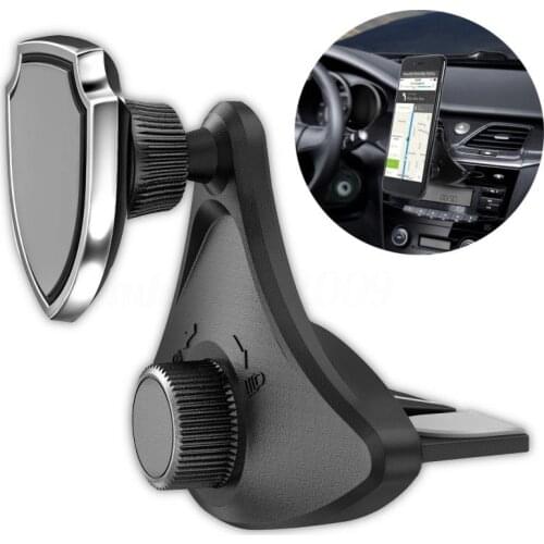Black 360 Degree Rotating Car CD Slot Mount Magnetic Holder Stand Cell Phone for Android Mobile Smartphone Portable Car Bracket