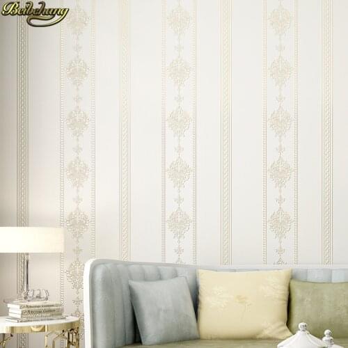 Beibehang Simple European striped 3D self-adhesive wallpaper waterproof padded bedroom living room TV background wall paper