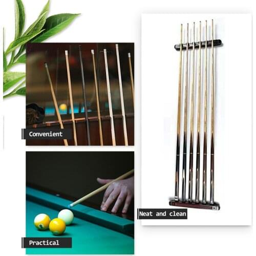 Billiard Pool Snooker Table Wall Mount Hanging Professional 6 Holes 8 Holes Cue Stick Solid Wood Rack Holder Billiard Accessory