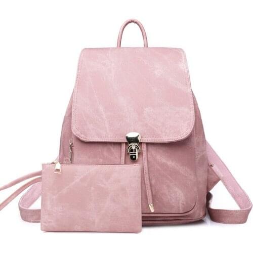 Brand Backpack Women Backpacks Solid Vintage Girls School Bags for Girls Black PU Leather Women Backpack