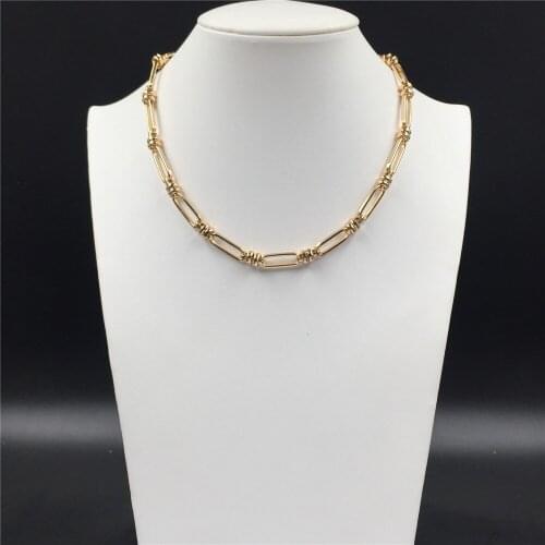 Trendy Gold Color Plating Chain Linked Choker Necklace For Women Girl Vintage Elegant Chunky Punk Jewelry Accessory