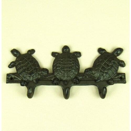 Cast Iron Sea Turtles Figurine Clothes Hanger Decorative Metal Hawksbill Model Jacket Hook Household Ornament Craft Accessories