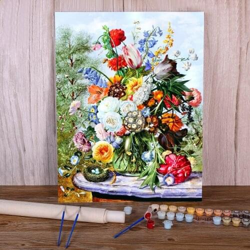 Flowers DIY Paint By Numbers Kit Acrylic Paints 40*50 Boards By Numbers Decorative Paintings For Kids Handicraft Handiwork Art