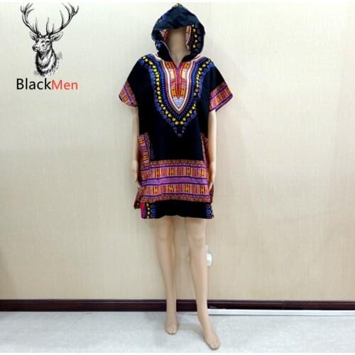 Dashiki Traditional Print 100% Cotton African Tops T-Shirt Casual Pockets T-Shirt Hooded европейская одежда американская одежда