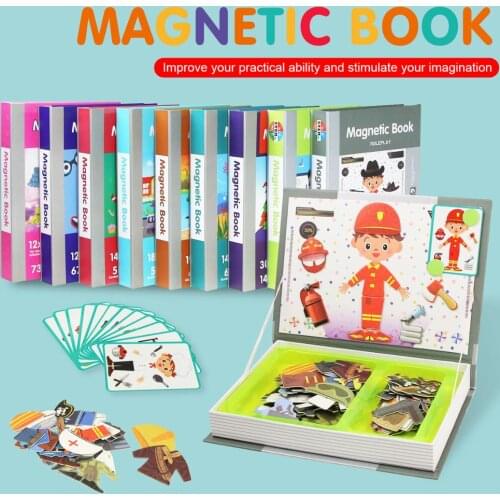 Childrens Intelligent Magnetic Book 3D Puzzles Jigsaw Brain Training Game Educational Toys for Kids Free Gift Xmas Toy