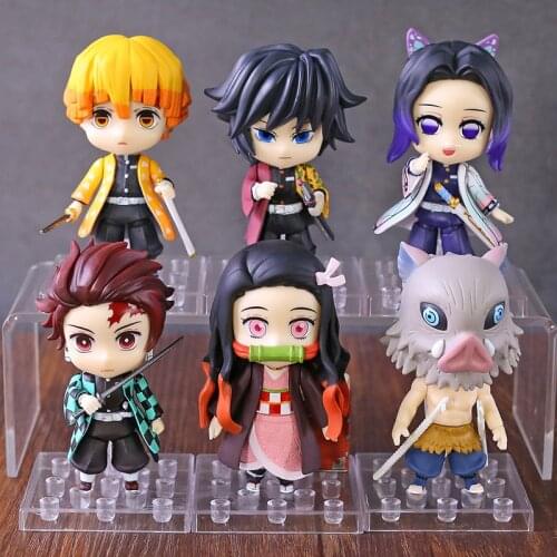 Kimetsu No Yaiba Tanjirou Nezuko Inosuke Zenitsu Giyuu Shinobu PVC Action Figures Q Version Figurine Toy