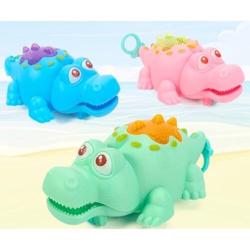 Pool Float Bath Toy Wind-Up Clockwork Pull String Crocodile LED Light Animal Toy