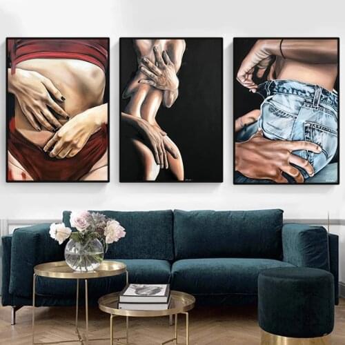 Sexy lovers modern art canvas paintings and posters for home living room art picture decoration frameless painting
