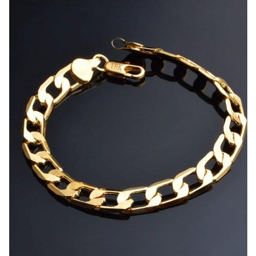 6/8/10/12MM Classic Chain Bracelet Gold color Bracelet Cool Men Gold Bracelet Link Wedding Jewellery Pulseira Ouro