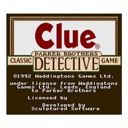 Clue 16 bit Big Gray Game Card For USA NTSC Game Player