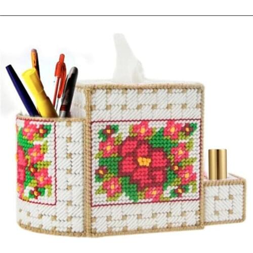 12x12x14cm Carton printing storage tissue box embroidery kit DIY handmade craft set Crocheting knitting needlework supplies