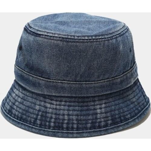 LDSLYJR Denim Solid Bucket Hat Fisherman Hat Outdoor Travel Hat Sun Cap Hats for Men and Women 351