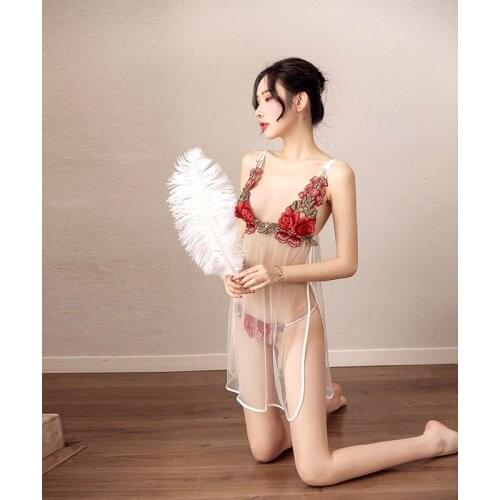 Fashion Sexy Underwear Womans New Style Seduce Rose Slip Dress Braces Skirt