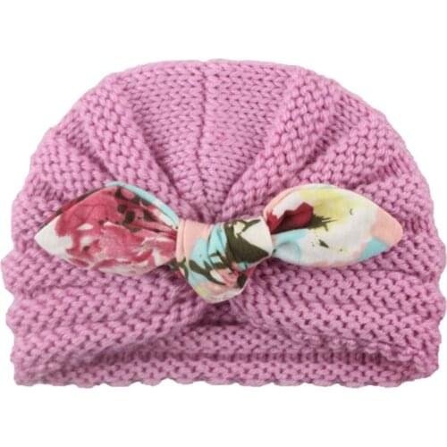 Fashion Newborn Baby Turban Hat Autumn Winter Cotton Baby Boy Girl Hat Colorful Bow Elastic Cute Cap For 0-3 year czapka zimowa