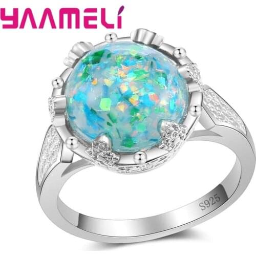 Fashion Modern Jewelry Rings 925 Sterling Silver Accessories Romantic Opal Stone Finger Rings For Women/Female Partner