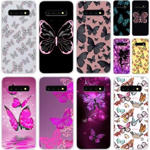 Soft Silicone Case For Samsung Galaxy S21 S20 Uitra S10 S9 S8 Plus Lite Ultra S20fe S10e S7Edge Butterfly Pink Love
