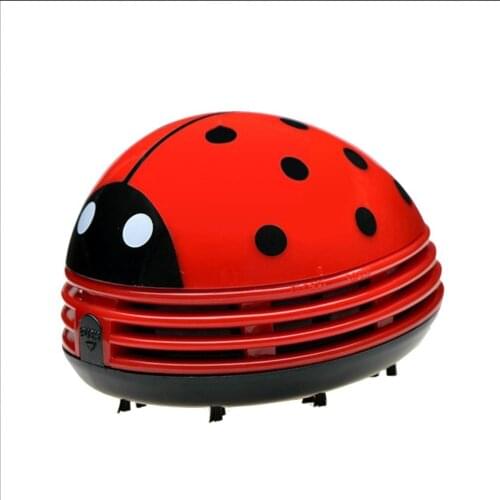 Mini Cute Ladybug Desktop Vacuum Cleaner Dust Collector for Home Office Table Cleaning Brush Mini Size ABS