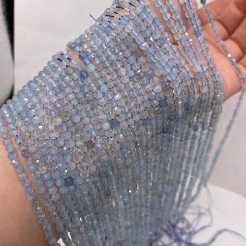 Natural Semi-precious Stones Small Faceted Beads Ice-through Sea Sapphire Spacer Beads for Jewelry Making DIY Accessory