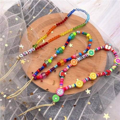New Mobile Phone Strap Lanyard Colorful Smile Love Fruit Soft Pottery Rope For Cell Phone Case Hanging Cord for Women Child