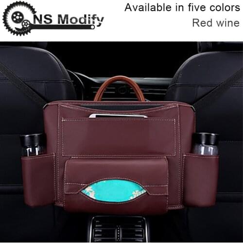 NS Modify 5 Colors Leather Car Armrest Storage Bag Keep The Car Clean PU Leather Car Seat Central Hanging Storage Bag