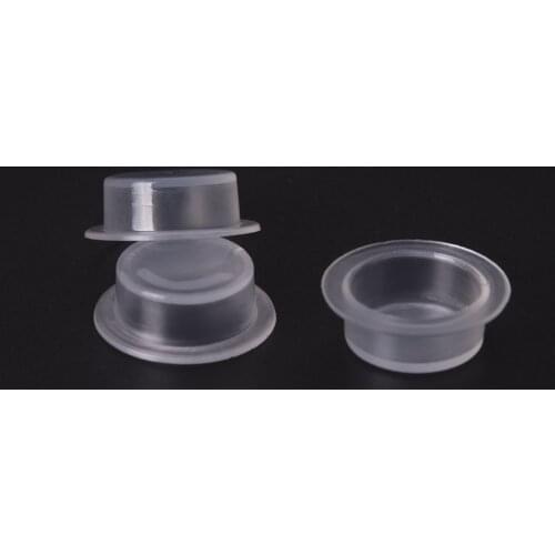 100pcs 12*6mm Disposable Plastic Tattoo Ink Cups Holder Permanent Makeup Pigment Clear Holder Container Cap Tattoo Accessory