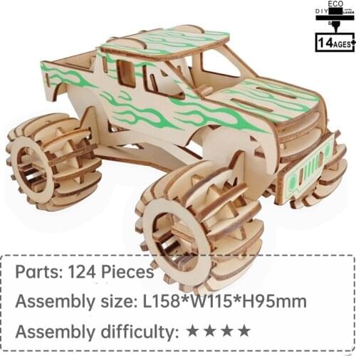 MONSTER TRUCK Puzzle wooden toys puzzle 3d educational toys jigsaw puzzle popular toys gifts for teen kids educational toys